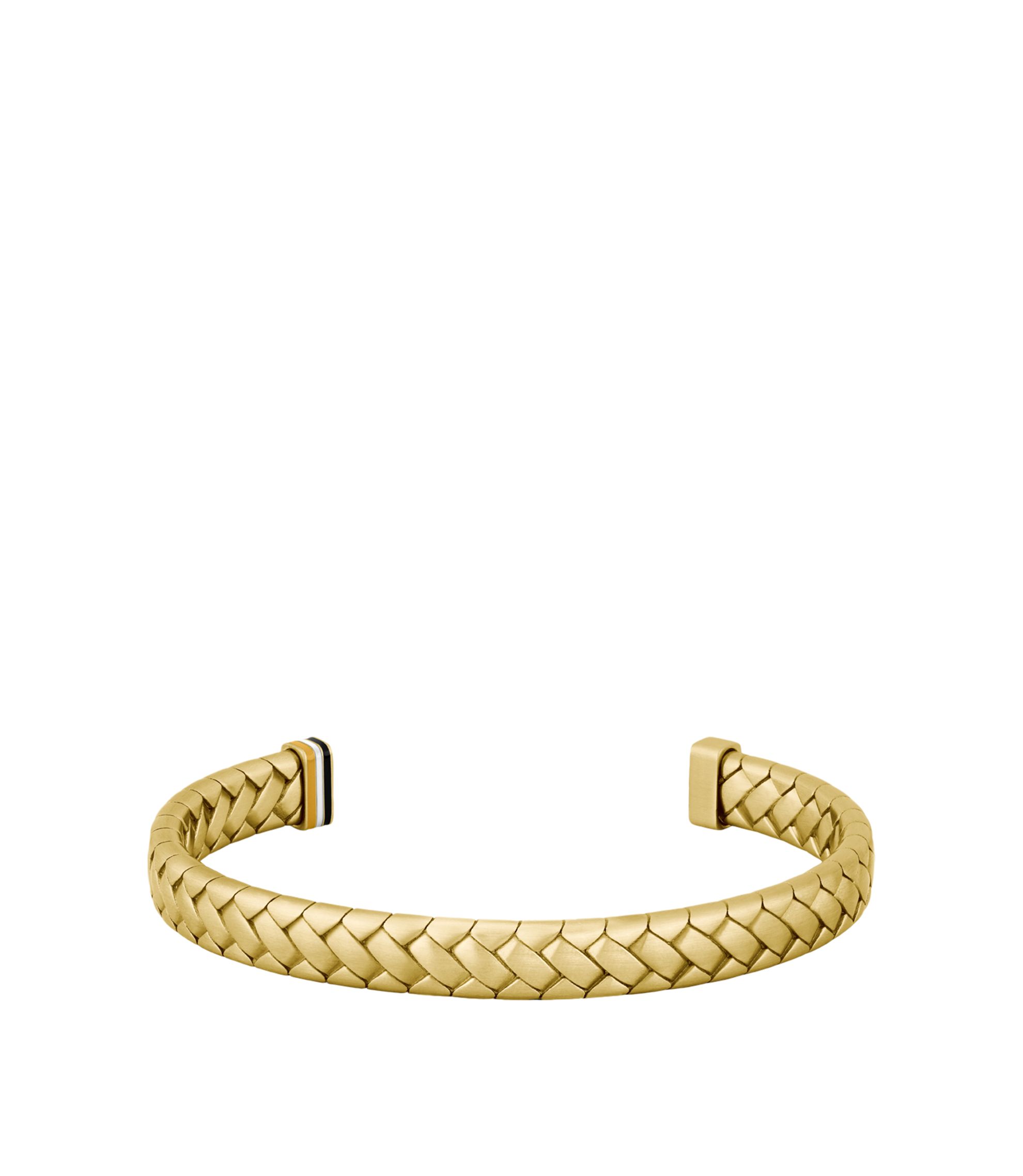 Goldfarbener Armreif mit Fischgrätmuster