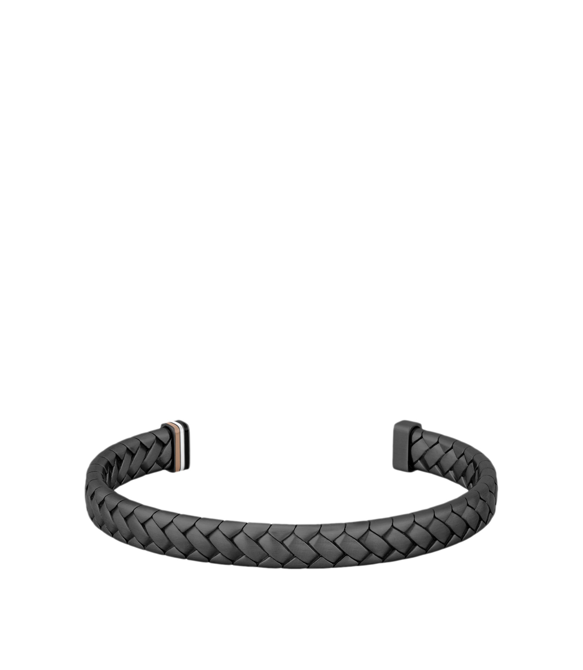 Schwarzer Armreif mit Fischgrätmuster