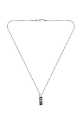 Necklace with logo plate, Silver tone