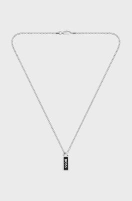 Necklace with logo plate, Silver tone