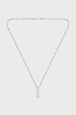 Necklace with logo plate, Silver tone