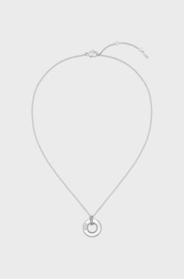 Silver-tone necklace with logo hoop, Silver tone