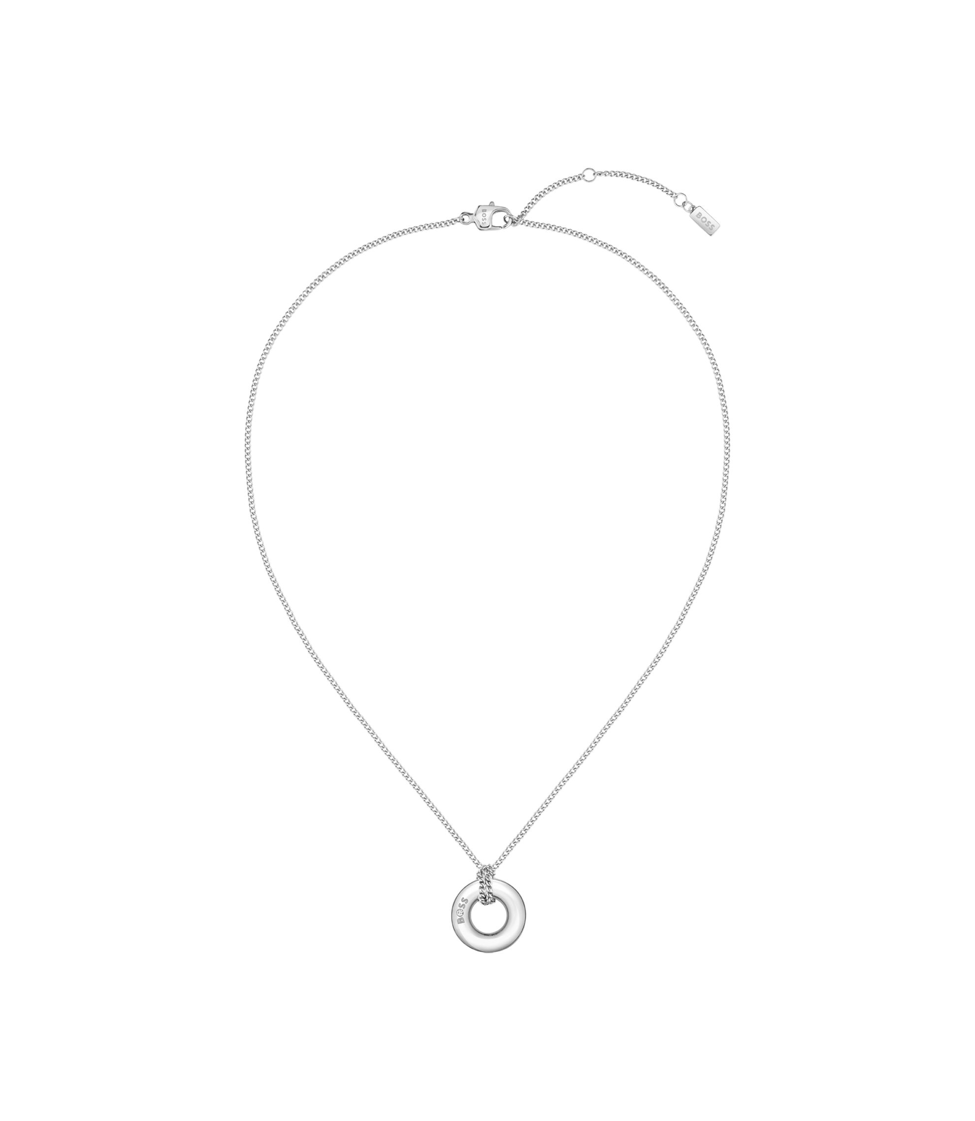 Silberfarbene Halskette mit Logo-Ring