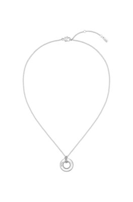 Silver-tone necklace with logo hoop