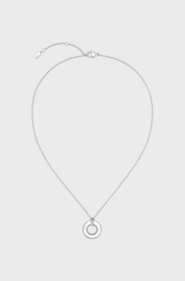 Silver-tone necklace with logo hoop, Silver tone
