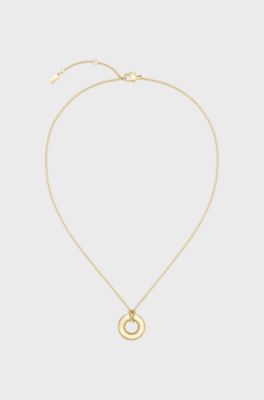 Gold-tone necklace with logo hoop, Gold tone