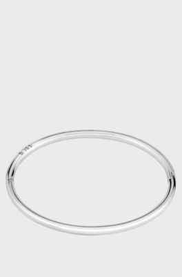 Silver-tone bangle with logo detail, Silver tone