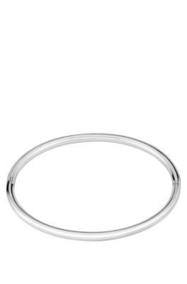 Bracelet jonc argent&eacute; avec d&eacute;tail logo, Couleur argent&eacute;e