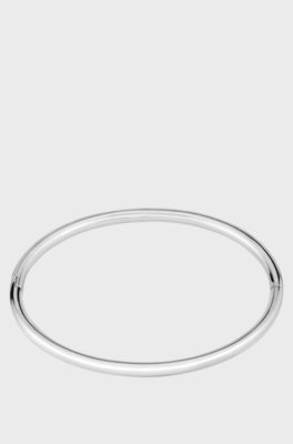 Silver-tone bangle with logo detail, Silver tone