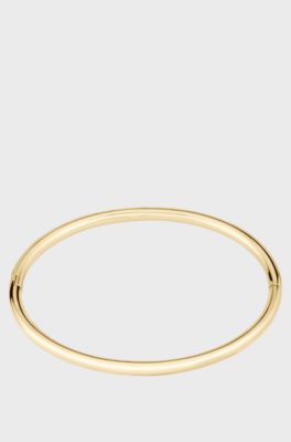 Gold-tone bangle with logo detail, Gold tone