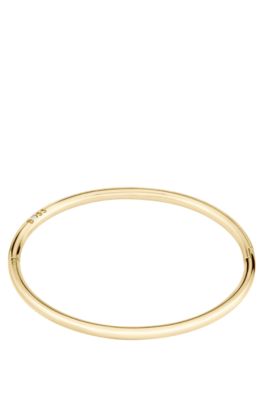 Gold-tone bangle with logo detail, Gold tone