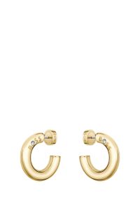 Gold-tone hoop earrings with logo detail, Gold tone