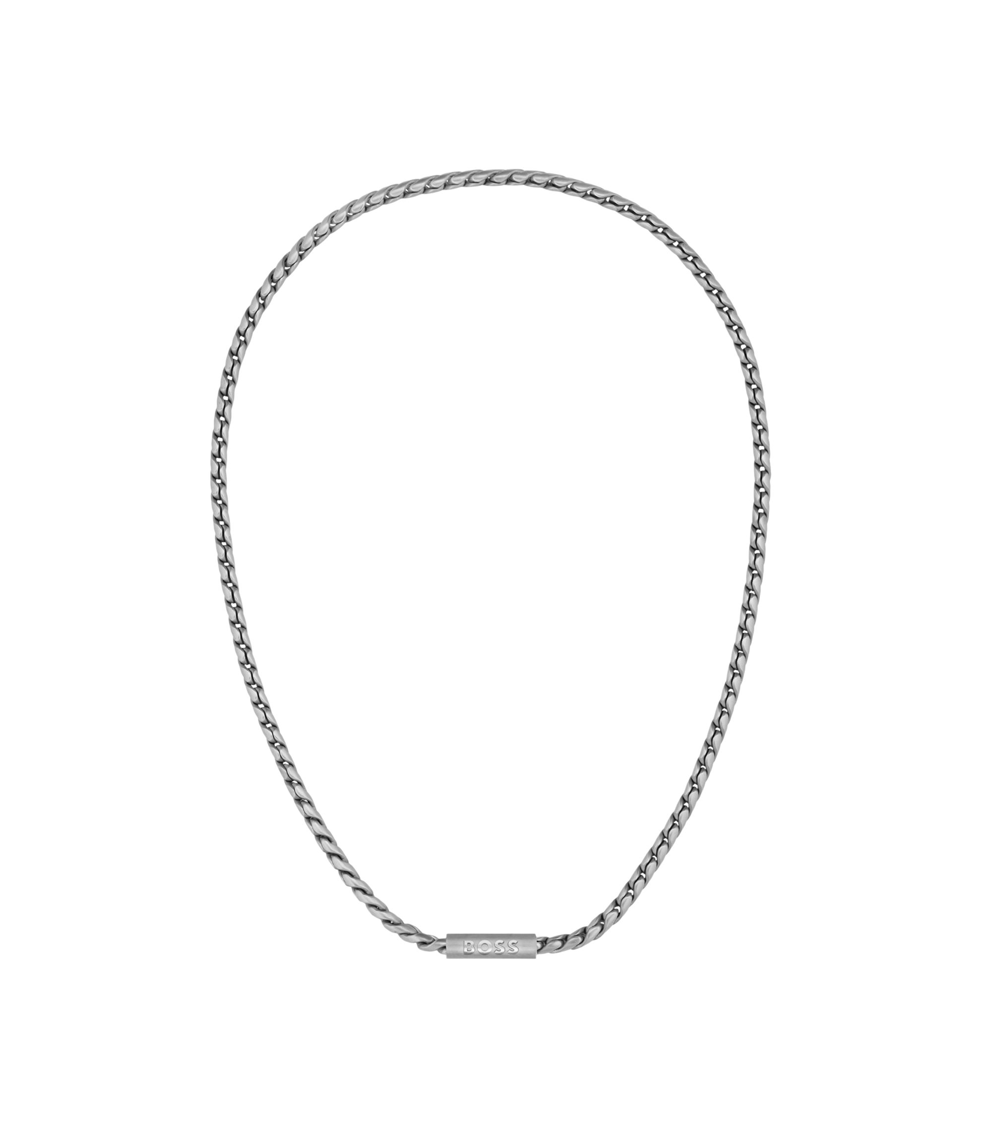 Silberfarbene Halskette mit geflochtener Kette