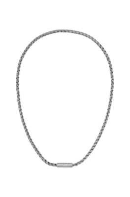 Silver-tone necklace with braided chain, Silver tone