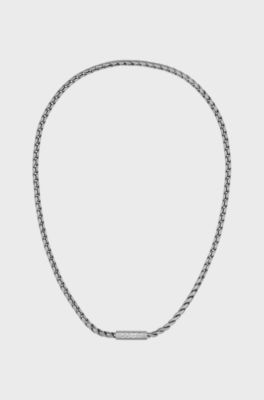 Silver-tone necklace with braided chain, Silver tone