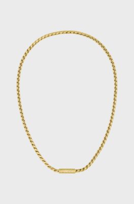 Gold-tone necklace with braided chain, Gold tone