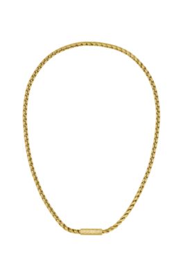 Gold-tone necklace with braided chain, Gold tone