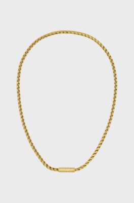 Gold-tone necklace with braided chain, Gold tone