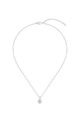 Silberfarbene Halskette mit Double-B-Monogramm als Anh&auml;nger, Silberfarben