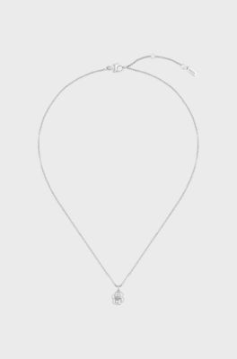 Silver-tone necklace with Double B monogram pendant, Silver tone