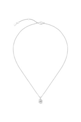 Silberfarbene Halskette mit Double-B-Monogramm als Anh&auml;nger, Silberfarben