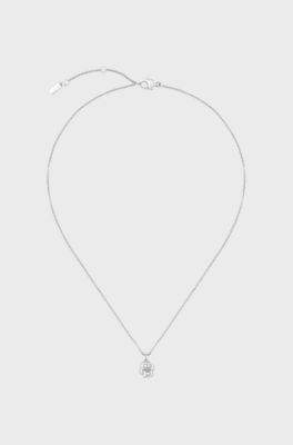 Silver-tone necklace with Double B monogram pendant, Silver tone