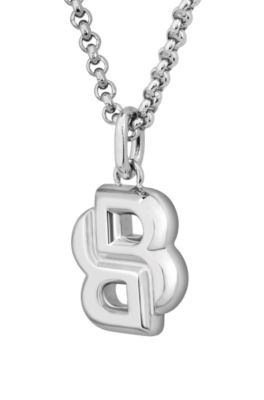 Silberfarbene Halskette mit Double-B-Monogramm als Anh&auml;nger, Silberfarben