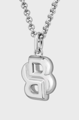 Collana color argento con pendente con monogramma Double B, Color argento