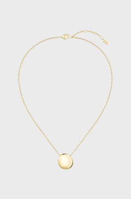 Gold-tone necklace with pebble-style pendant, Gold tone