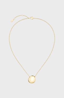 Gold-tone necklace with pebble-style pendant, Gold tone