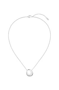 Zilverkleurige ketting met logo kiezelhanger, Zilverkleurig