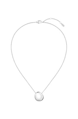Silver-tone necklace with logo pebble pendant