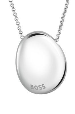 Boss Silver-tone necklace with logo pebble pendant hängsmycken dam – bild 4
