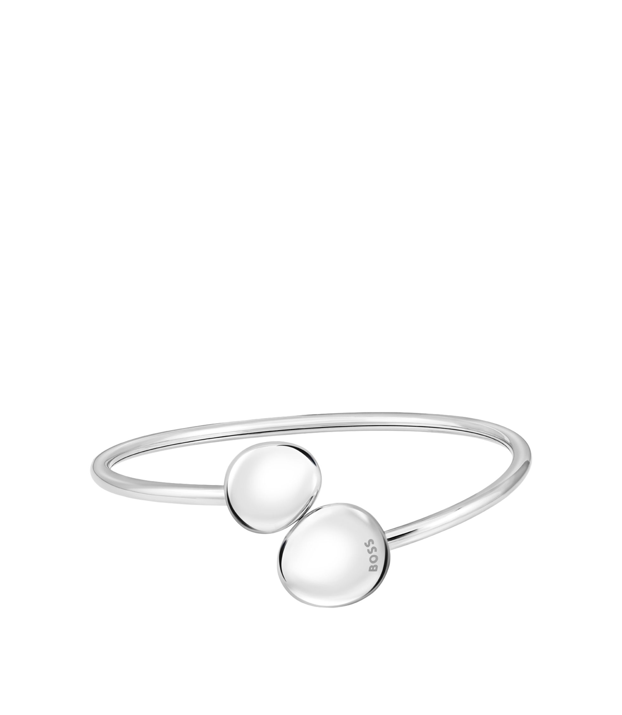 Goldfarbener Armreif mit kieselförmigen Enden