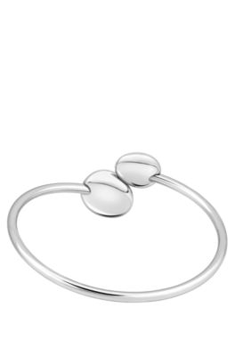 Gold-tone bangle with pebble-style nuggets, Silver tone