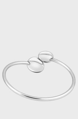 Gold-tone bangle with pebble-style nuggets, Silver tone