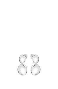 Silver-tone earrings with pebble-style nuggets, Silver tone