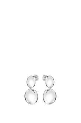 Silver-tone earrings with pebble-style nuggets