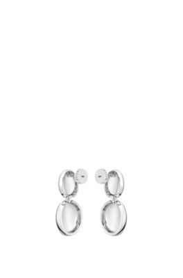 Silver-tone earrings with pebble-style nuggets, Silver tone