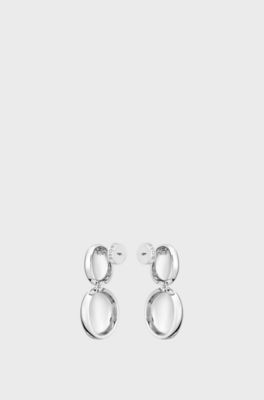 Silver-tone earrings with pebble-style nuggets, Silver tone