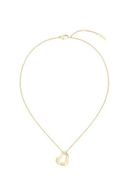 Gold-tone necklace with open-heart pendant, Gold tone