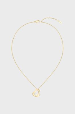 Gold-tone necklace with open-heart pendant, Gold tone