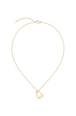Gold-tone necklace with open-heart pendant, Gold tone