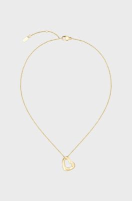 Gold-tone necklace with open-heart pendant, Gold tone