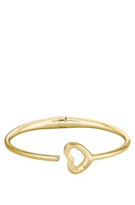 Goldfarbener Armreif mit Herz-Detail, Goldfarben