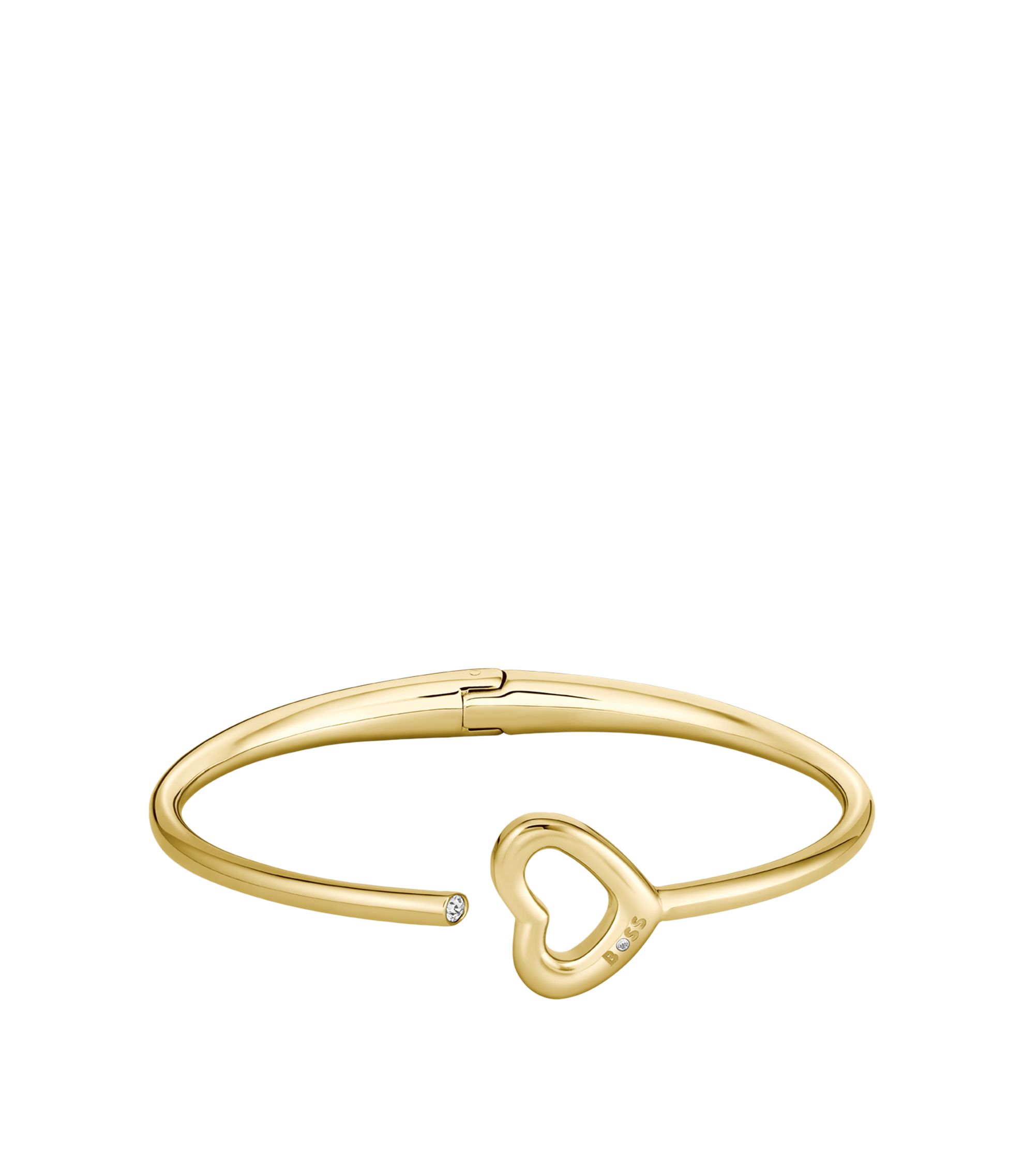 Goldfarbener Armreif mit Herz-Detail