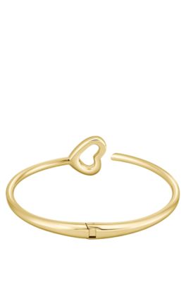 Gold-tone bangle with open-heart detail, Gold tone