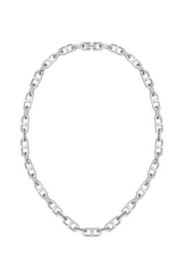 브러시 및 폴리시드 체인 네크리스, 실버 톤