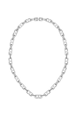Brushed and polished chain necklace
