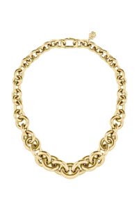 Gold-tone necklace with circle and oval links, Gold tone